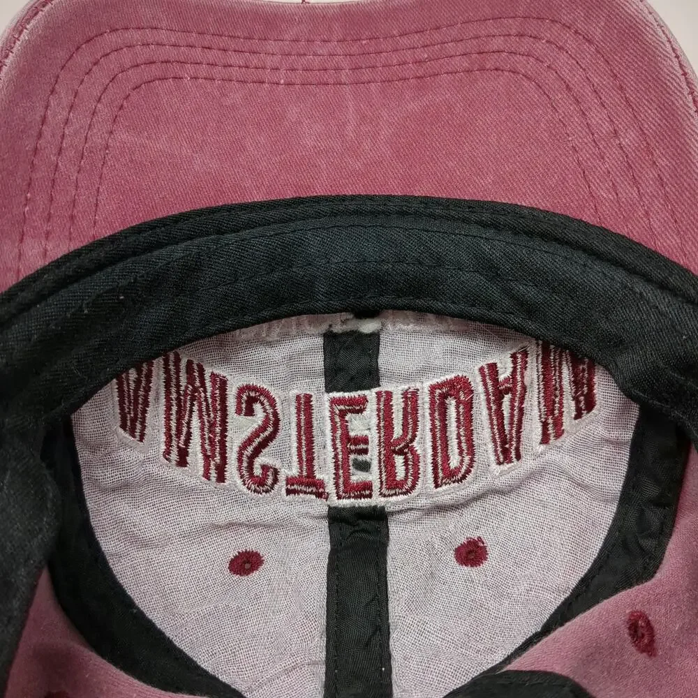 Baseball Cap Red OSFM Amsterdam Since 1275 Slideback Distressed Adjustable Hat